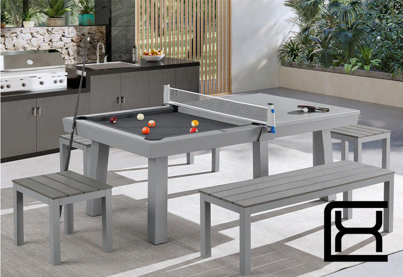 Alfresco Outdoor Pool Table - Grey - Excellence Billiards NZL