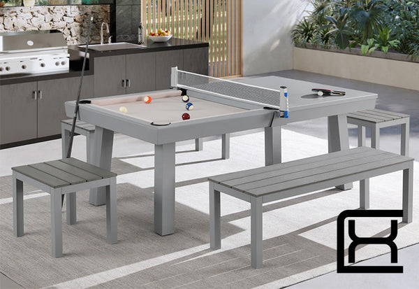 Alfresco Outdoor Pool Table - Grey - Excellence Billiards NZL