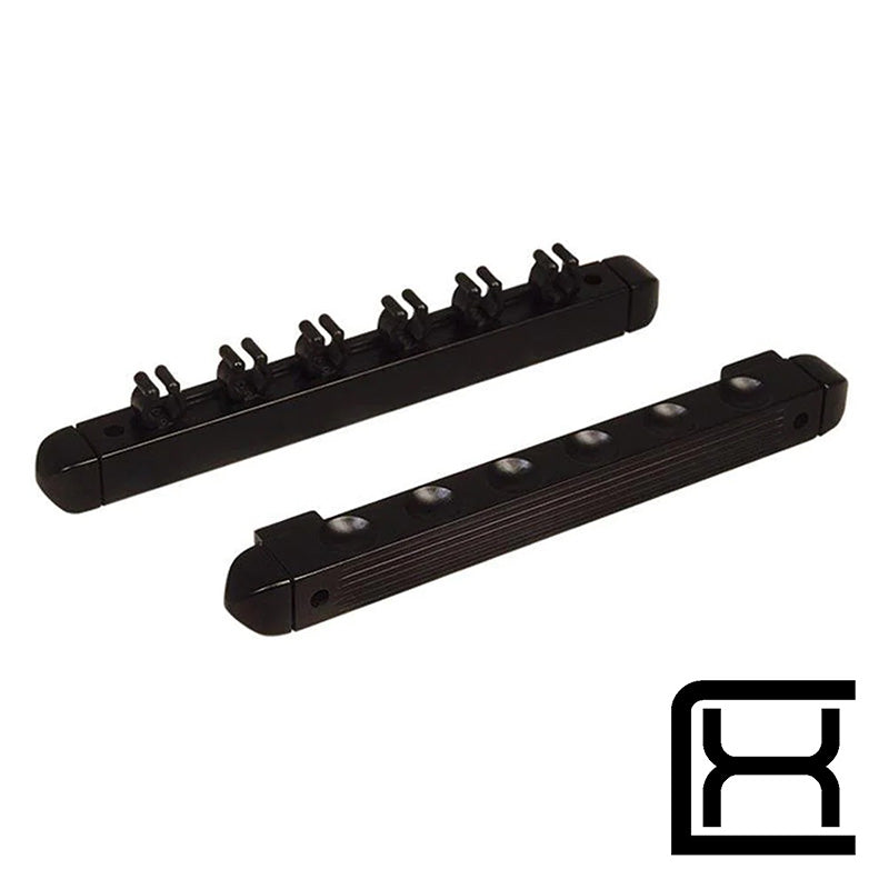 Black Wooden Cue Rack - 6 Clip - Excellence Billiards NZL